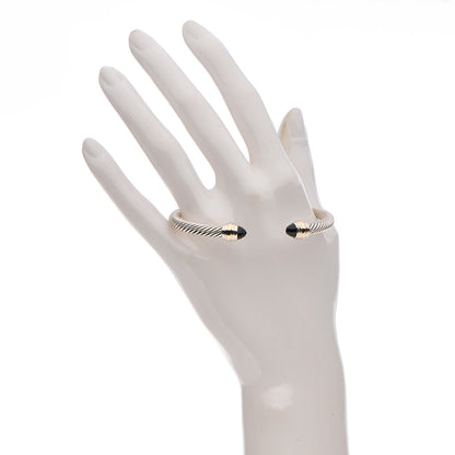 David Yurman Sterling Silver 14K Yellow Gold Black Onyx 5mm Cable Classics Bracelet 2 of 5