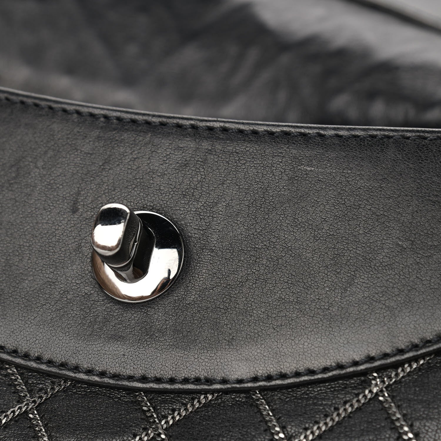 Chanel Lambskin Chain Stitch Clutch Black 9 of 14