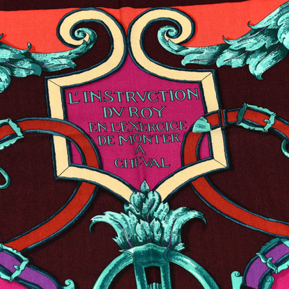Hermes Cashmere Silk L Instruction Du Roy Shawl 140 Aubergine Fuchsia Vert 5 of 7