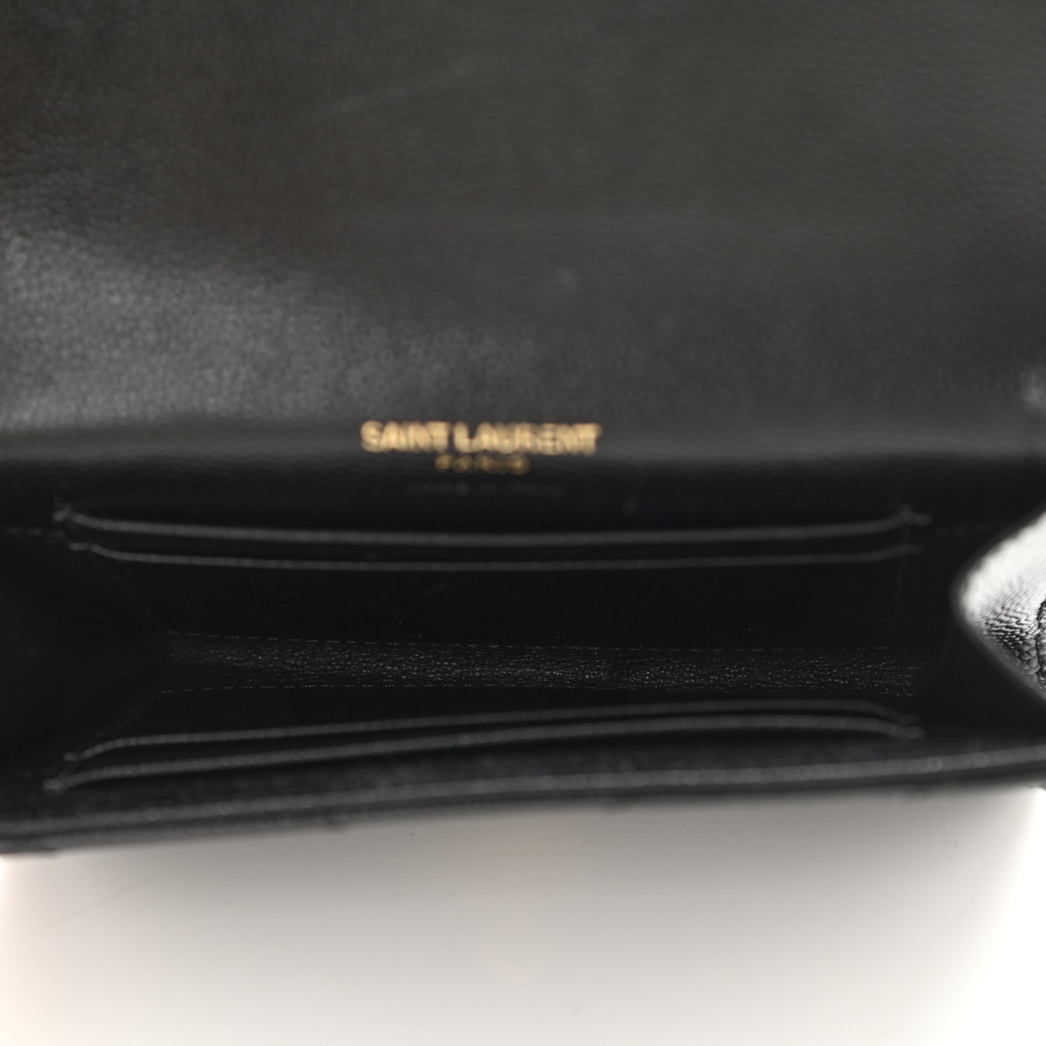 Saint Laurent Grain De Poudre Matelasse Chevron Small Monogram Envelope Wallet Black 5 of 7