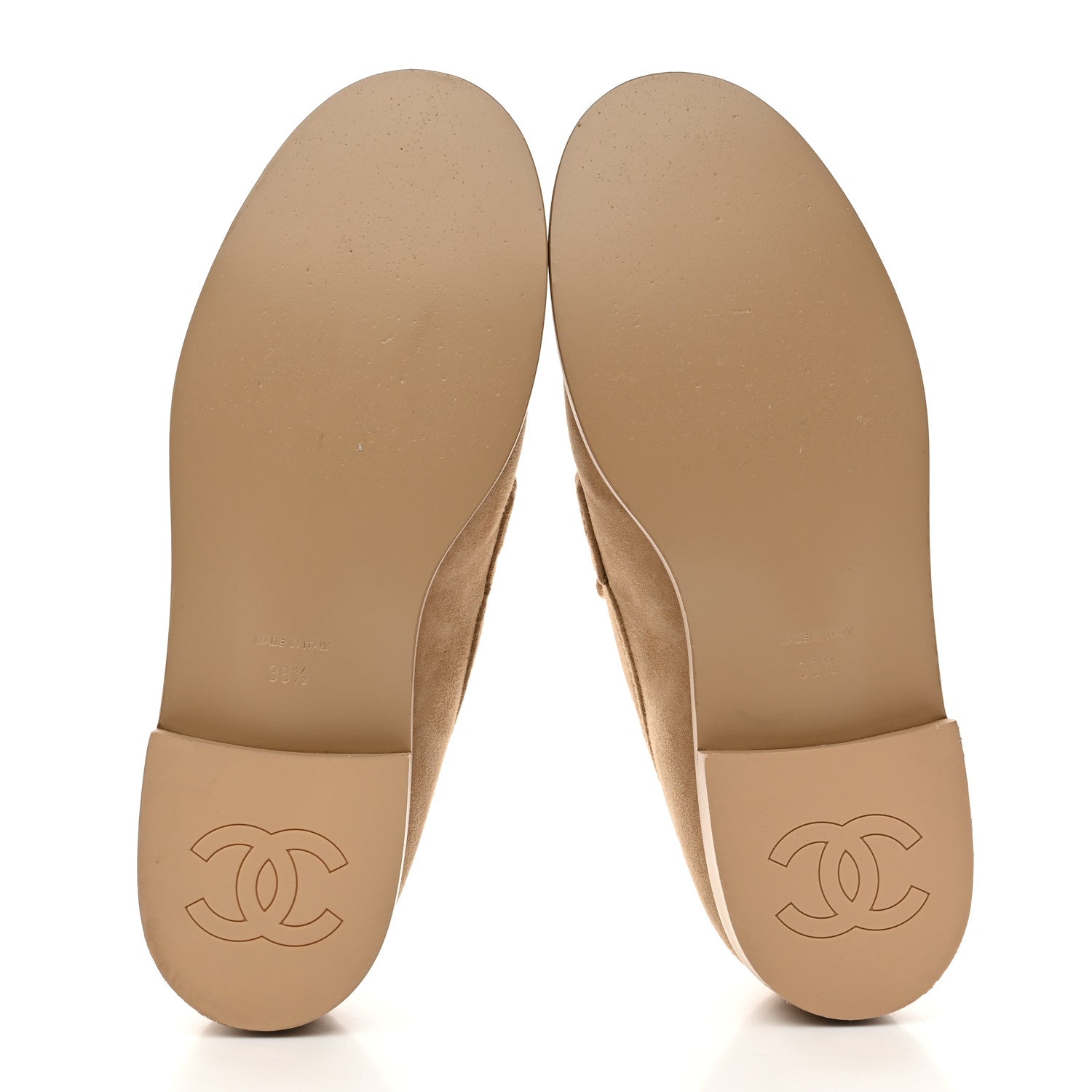 Chanel Suede Kidskin Crystal CC Loafers 38 Dark Beige 1791377