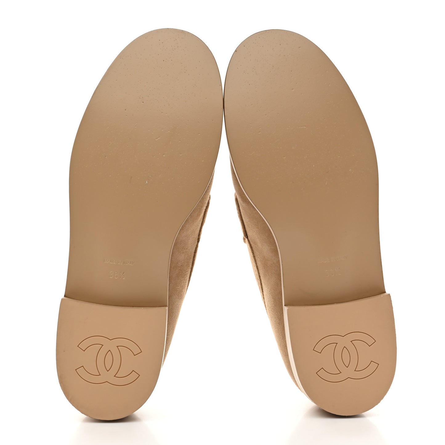 Suede Kidskin Crystal CC Loafers 38 Dark Beige