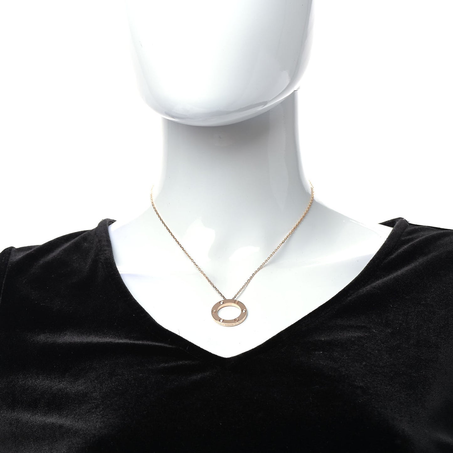 18K Pink Gold 3 Diamonds LOVE Pendant Necklace
