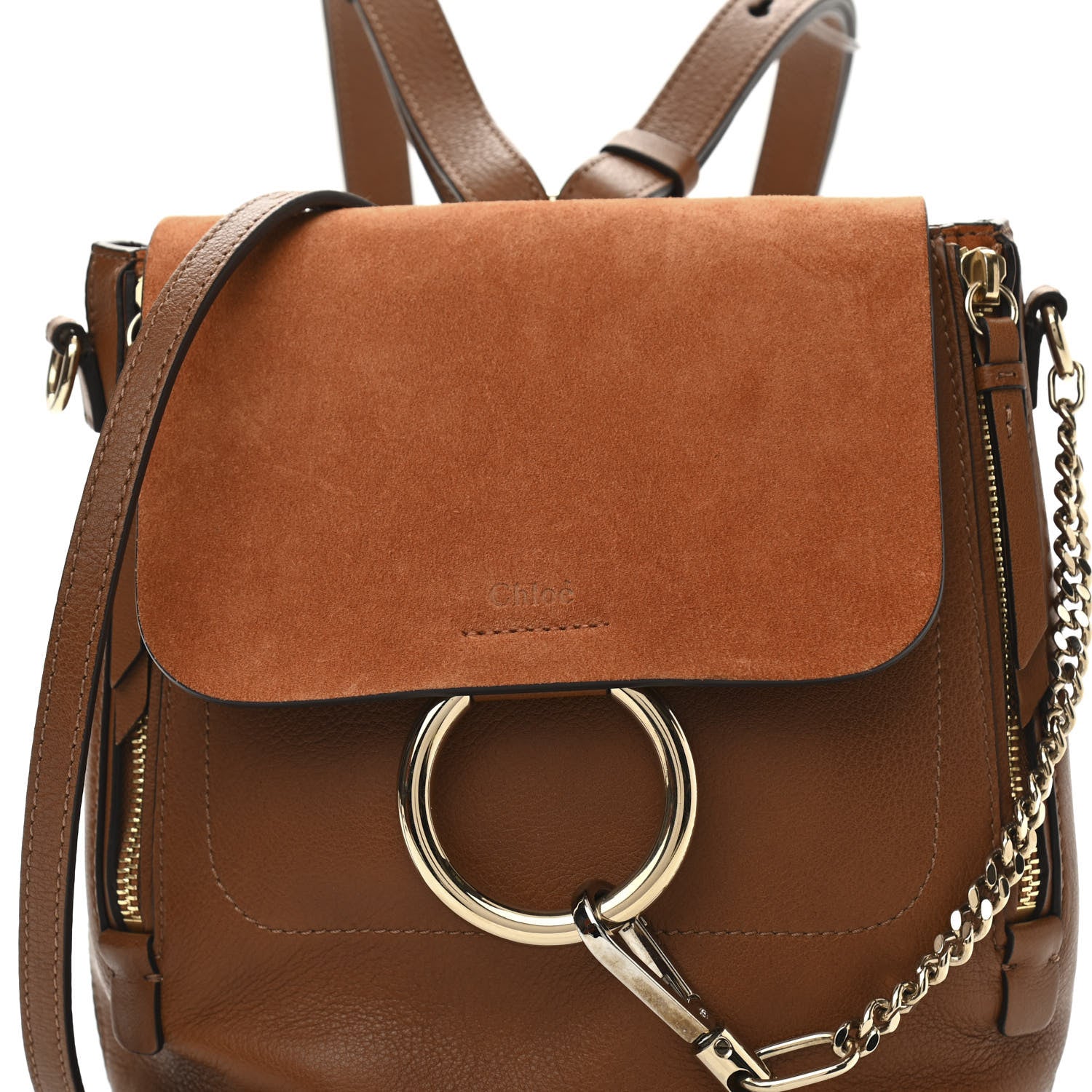 Chloe Suede Calfskin Medium Faye Backpack Tan 8 of 10