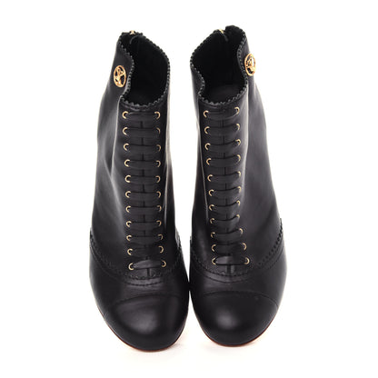 Chanel Calfskin Lace Up Short Boots 40 Black 5 of 11
