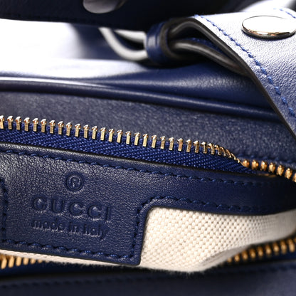 Gucci Aria Calfskin Web Large Attache Shoulder Bag Navy 6 of 9