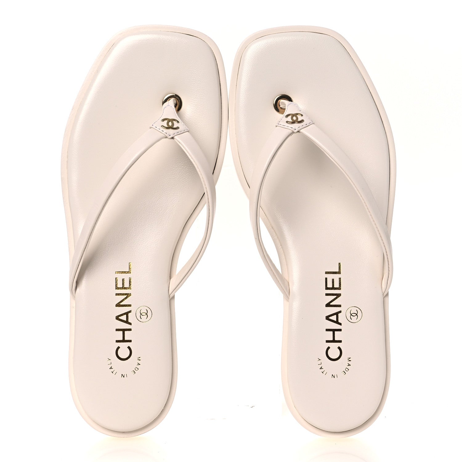 Chanel Goatskin CC Times Square Thong Sandals 35.5 White 2 of 12