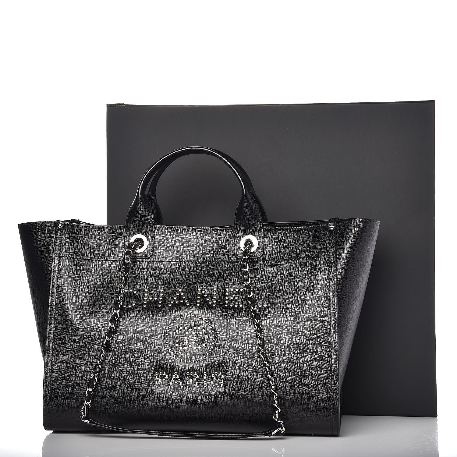 Chanel Caviar Medium Studded Deauville Tote Black 9 of 9
