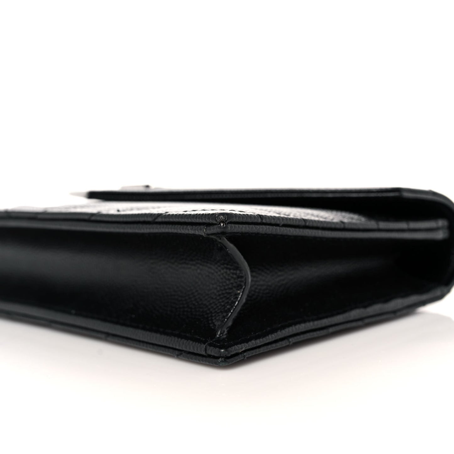 Grain De Poudre Matelasse Chevron Monogram Envelope Chain Wallet Black