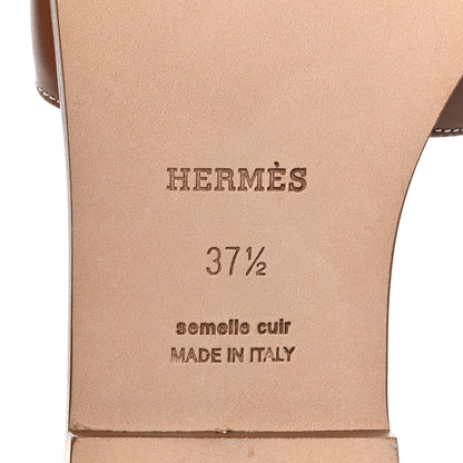 Hermes Box Calfskin Oran Sandals 37.5 Gold 9 of 10