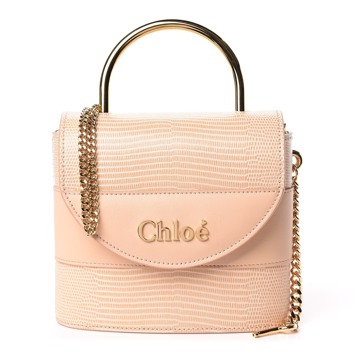 Chloe Calfskin Lizard Embossed Small Aby Lock Delicate Pink 1 of 10