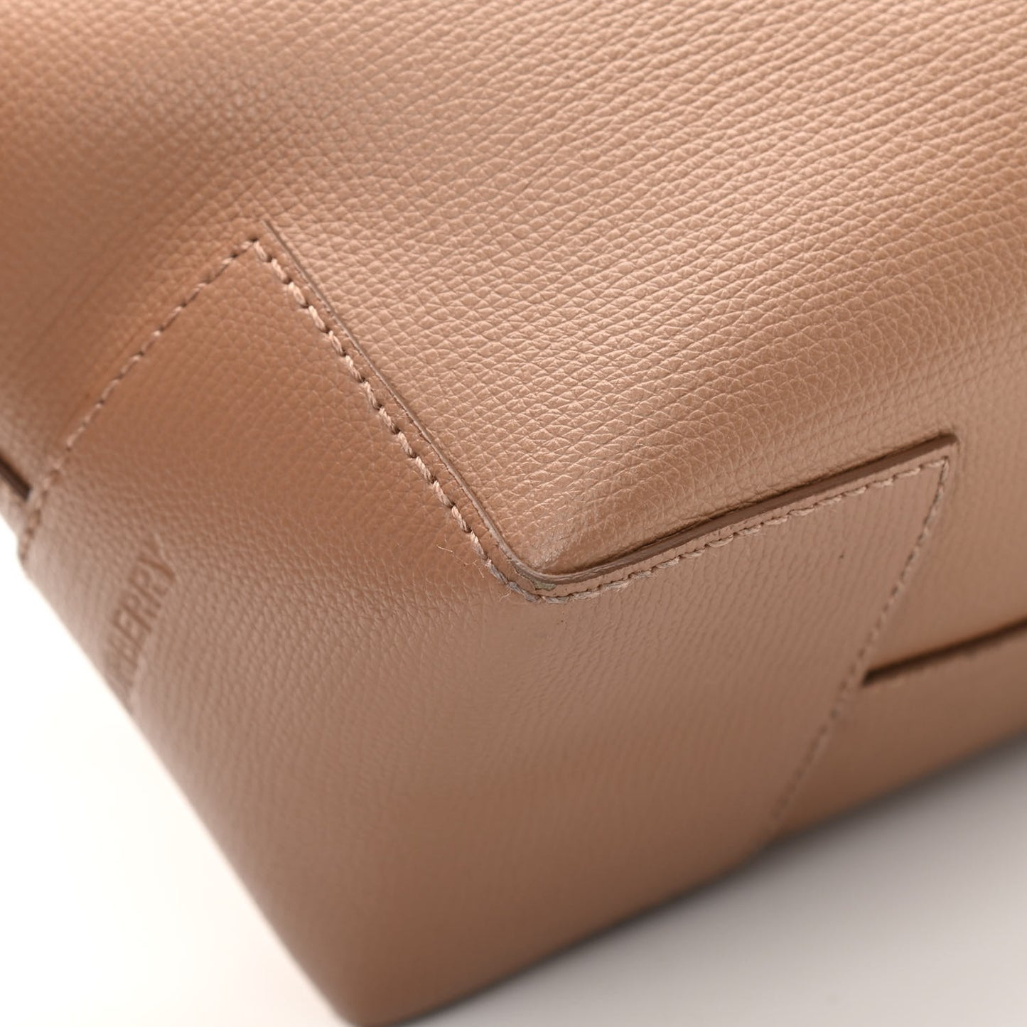 Calfskin TB Motif Embossed Medium Tote Camel