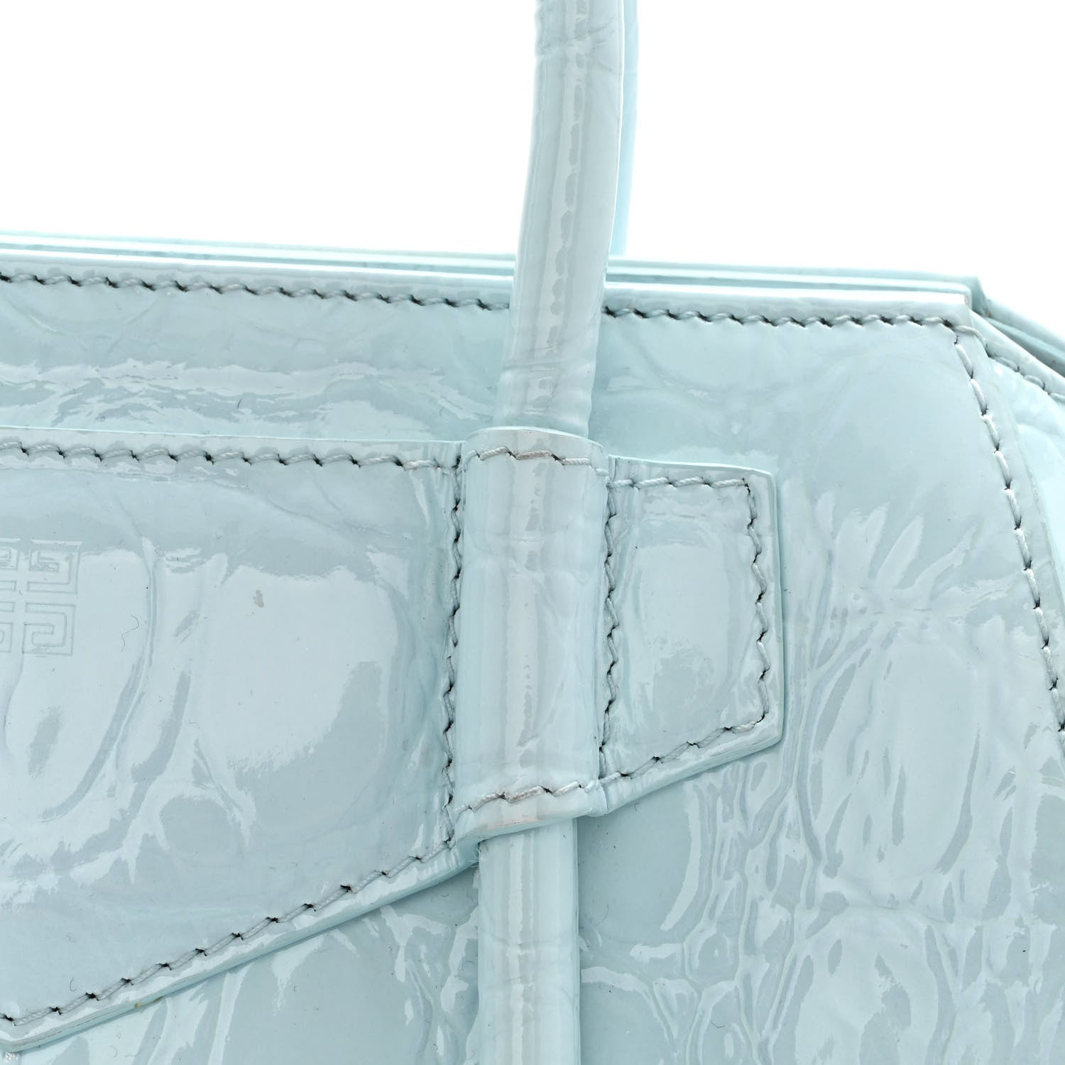 Givenchy Calfskin Crocodile Embossed Mini Antigona Lock Sky Blue 11 of 11