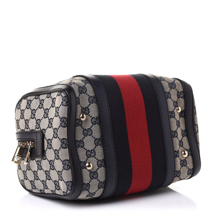 Gucci Monogram Vintage Web Small Boston Navy 3 of 11
