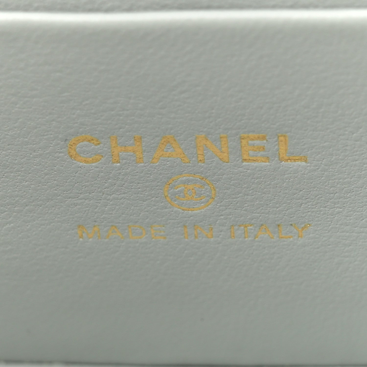 Chanel Lambskin Enamel Quilted Logo Small Vanity Case With Chain Light Grey 6 of 11