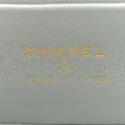 Chanel Lambskin Enamel Quilted Logo Small Vanity Case With Chain Light Grey 6 of 11