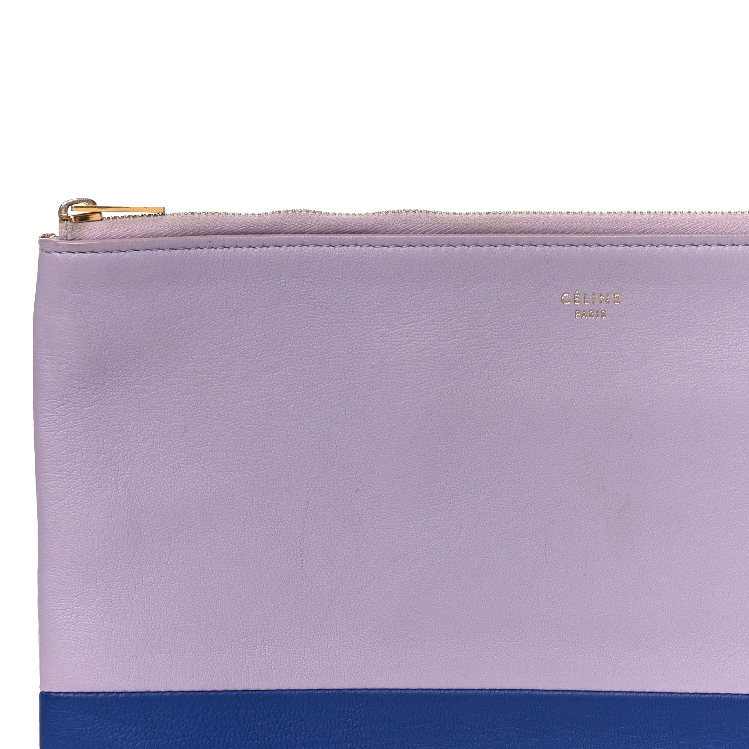 Celine Smooth Lambskin Bi-Color Solo Clutch Pouch Light Purple Royal Blue 8 of 10