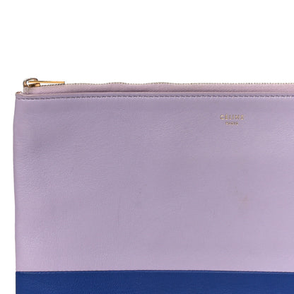 Celine Smooth Lambskin Bi-Color Solo Clutch Pouch Light Purple Royal Blue 8 of 10