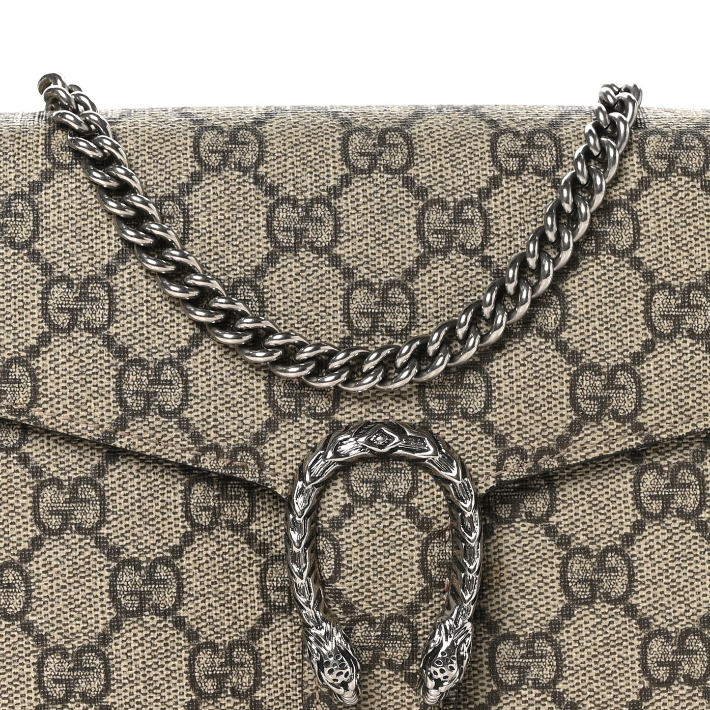 GG Supreme Monogram Mini Dionysus Chain Wallet Beige Vulcanic Red