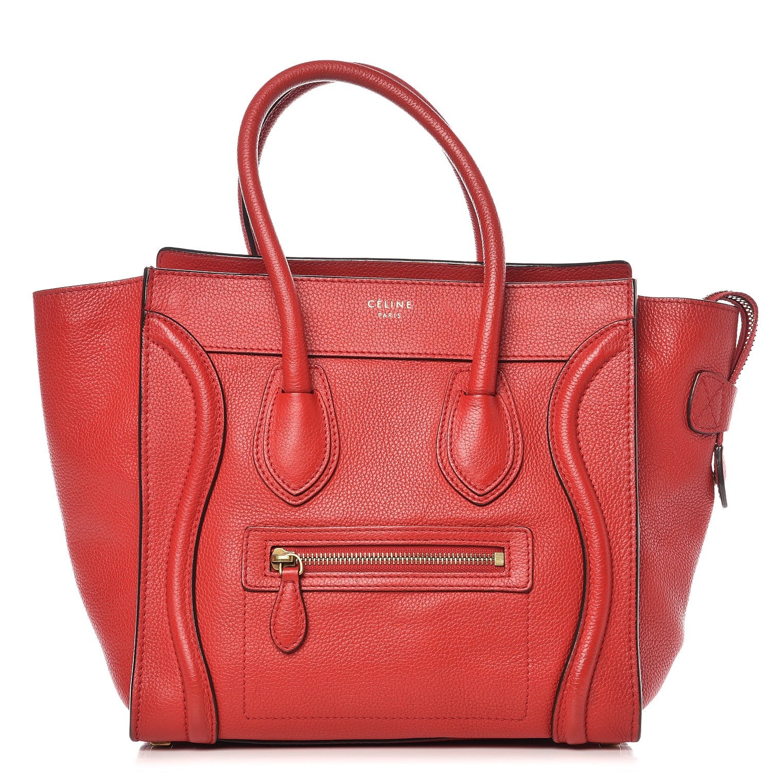 Celine Drummed Calfskin Micro Luggage Coquelicot 1 of 8