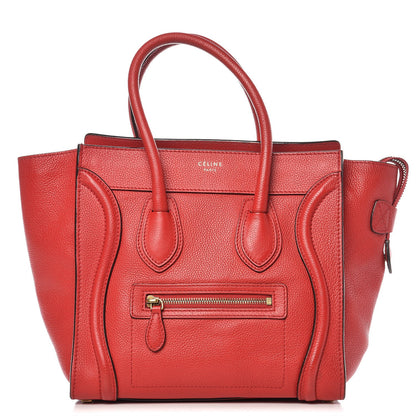Celine Drummed Calfskin Micro Luggage Coquelicot 1 of 8