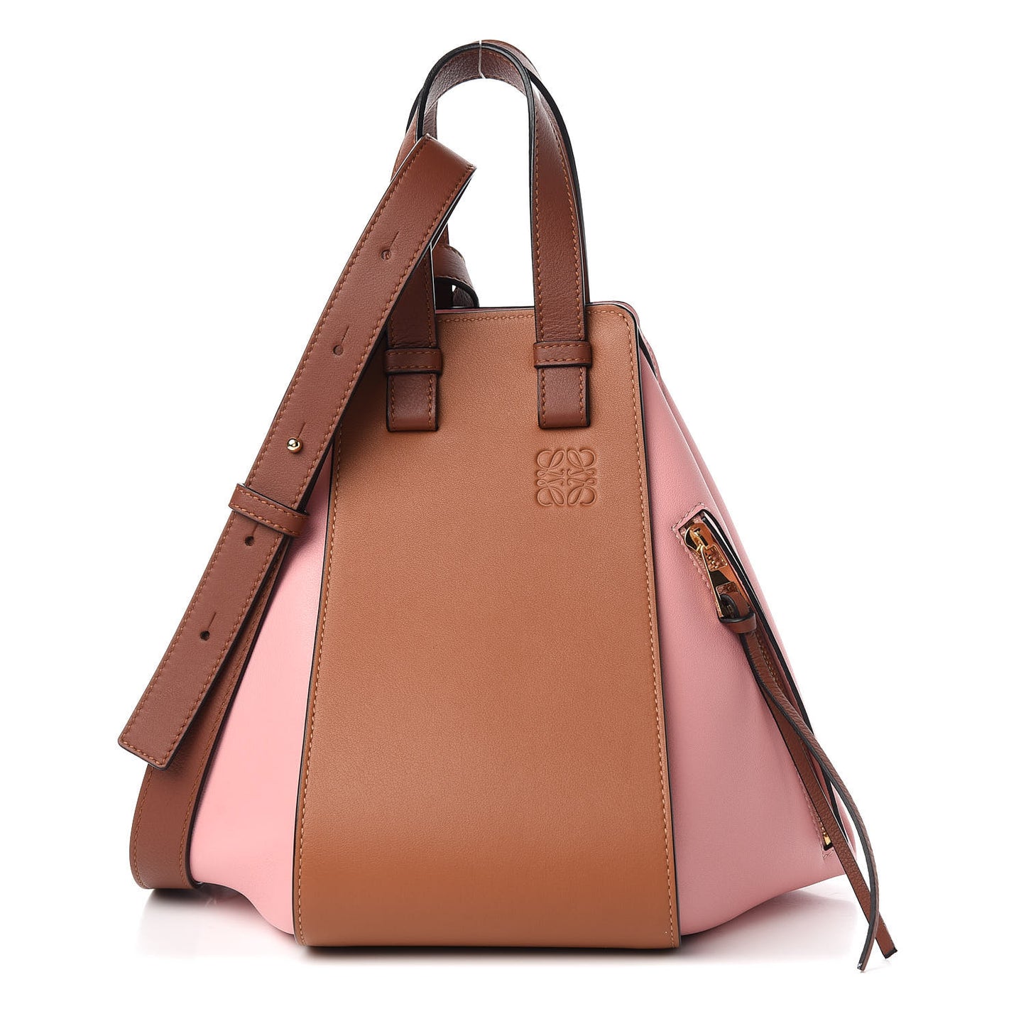 Calfskin Small Hammock Shoulder Bag Tan Pink Tan