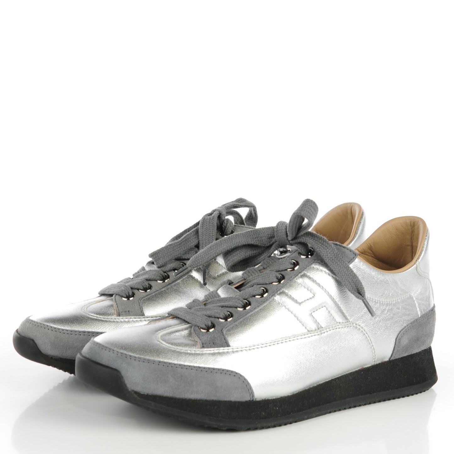 Nappa Suede Goatskin Goal Sneakers 36.5 Silver Ash