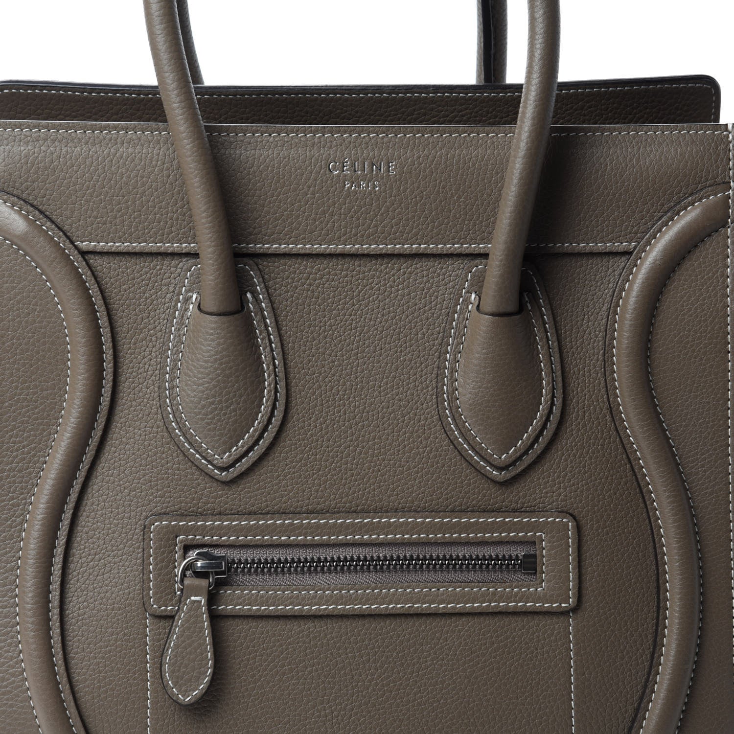 Celine Drummed Calfskin Micro Luggage Souris 10 of 10
