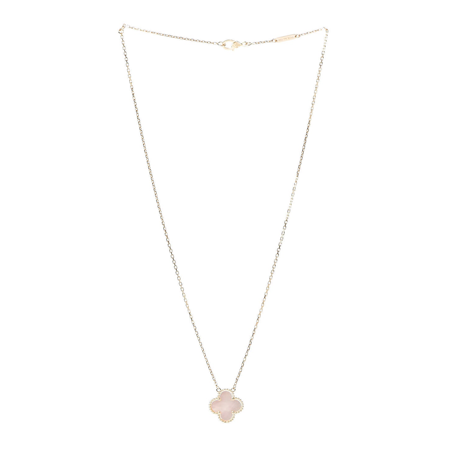 18K Yellow Gold Mother of Pearl Vintage Alhambra Pendant Necklace