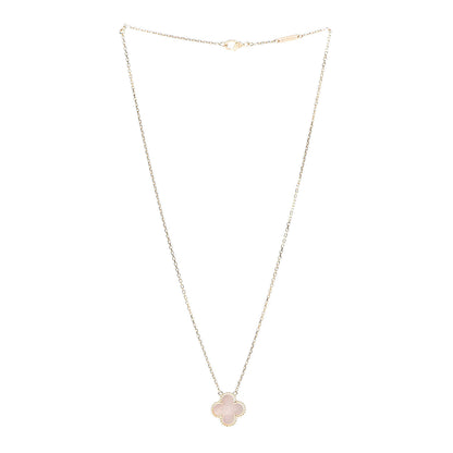 Van Cleef & Arpels 18K Yellow Gold Mother of Pearl Vintage Alhambra Pendant Necklace 3 of 8