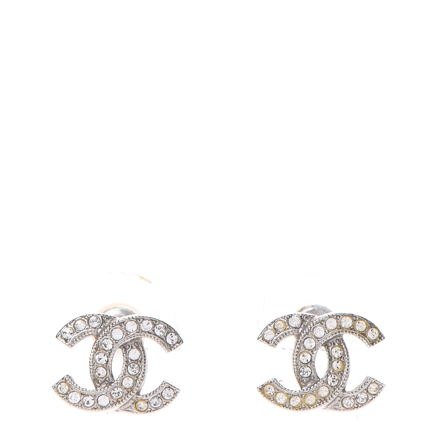 Chanel Crystal Mini CC Earrings Silver 1 of 5