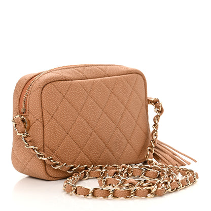Chanel Caviar Quilted Mini Coco Tassel Camera Case Beige 3 of 10