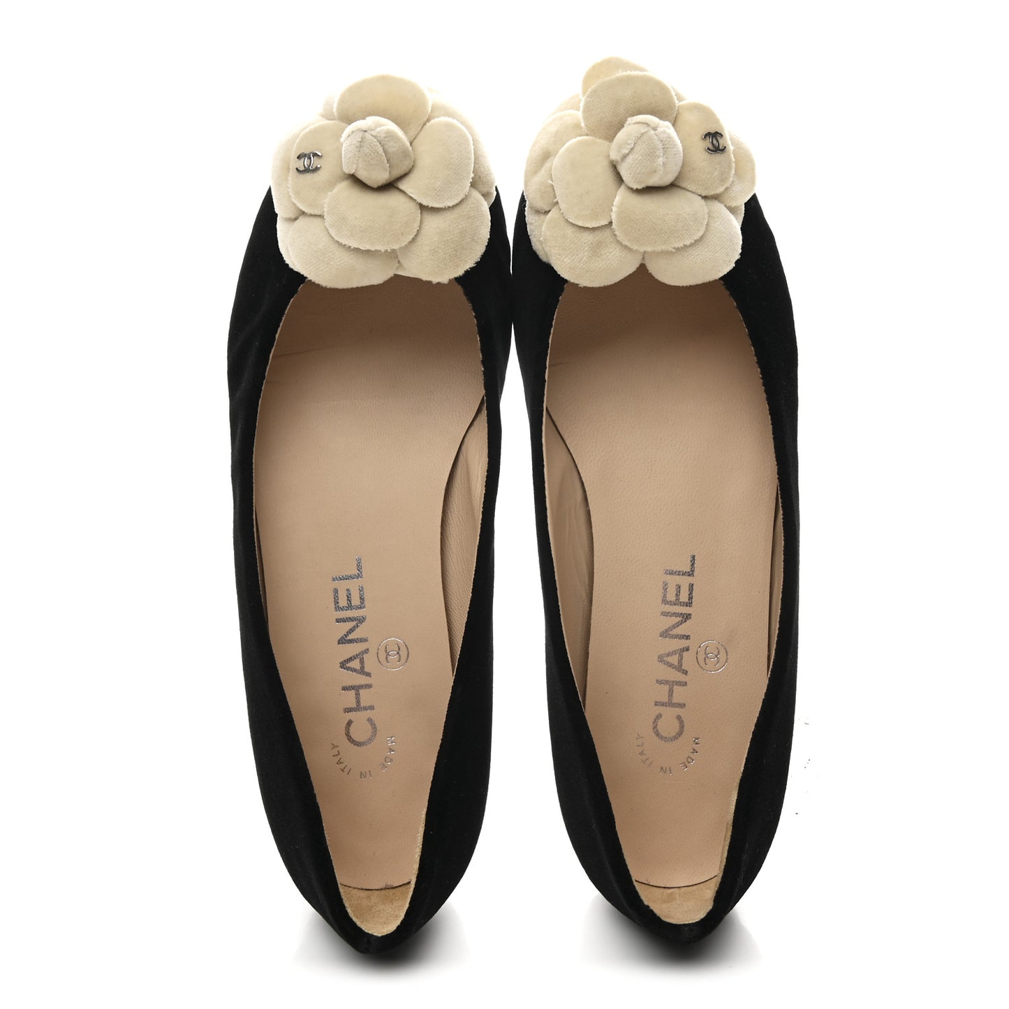 Velvet Camellia Ballerina Flats 36.5 Black