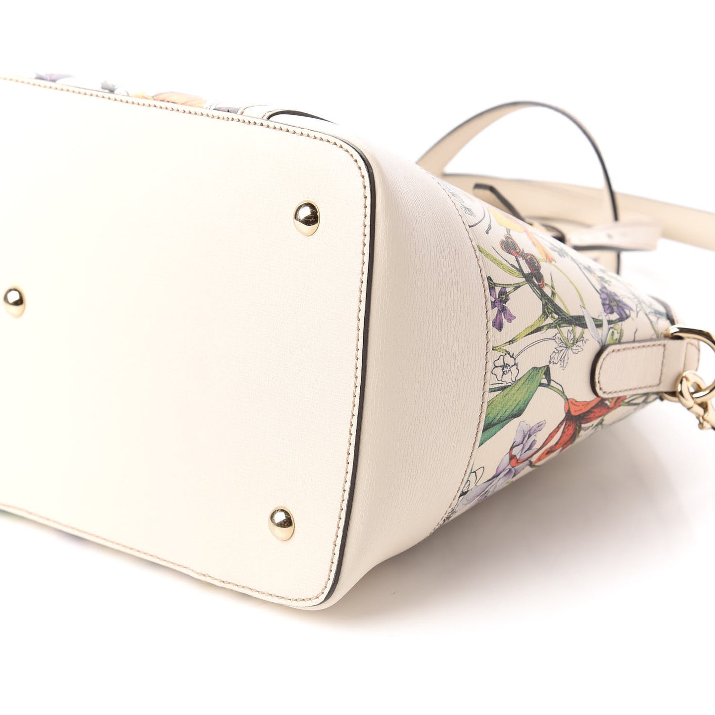 Canvas Flora Infinity Medium Nice Top Handle Dome Bag White
