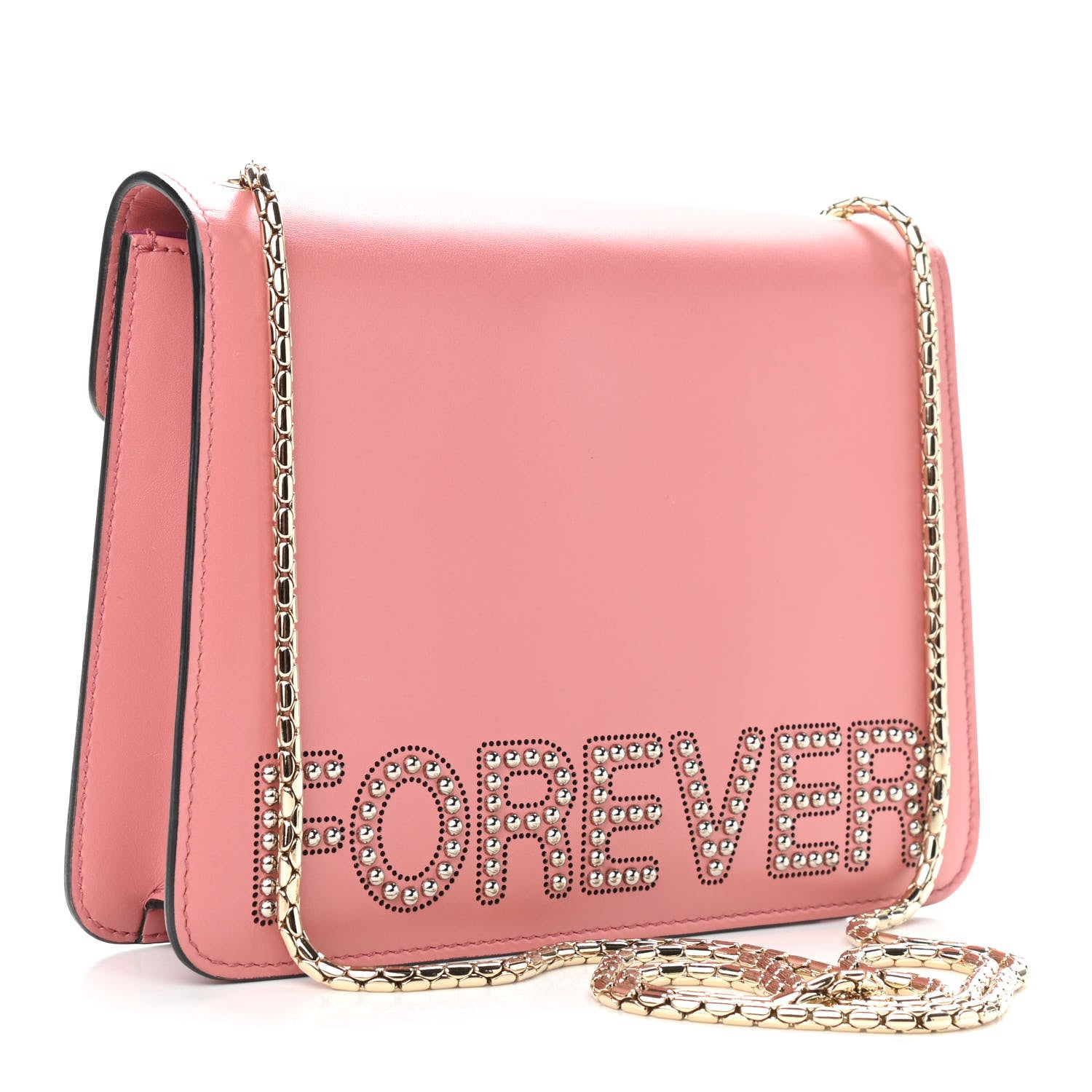 Bulgari Nappa Embellished Serpenti Forever Crossbody Pink 3 of 11