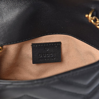 Gucci Calfskin Matelasse Super Mini GG Marmont Shoulder Bag Black 6 of 12