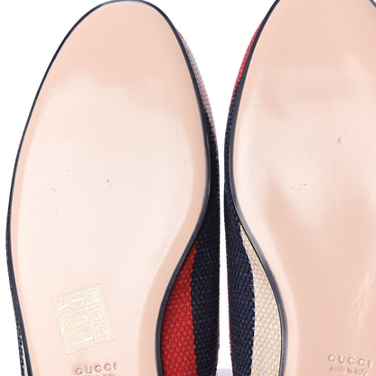 Gucci Canvas Sylvie Stripe Womens Princetown Slippers 41 Mystic White Hibiscus Red Maritime 9 of 10
