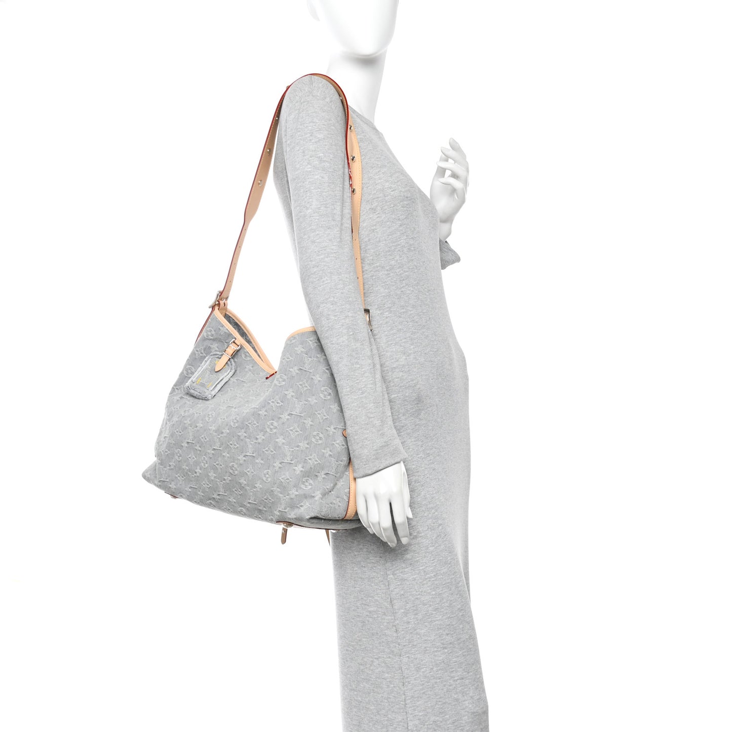 Monogram Denim CarryAll MM Washed Grey