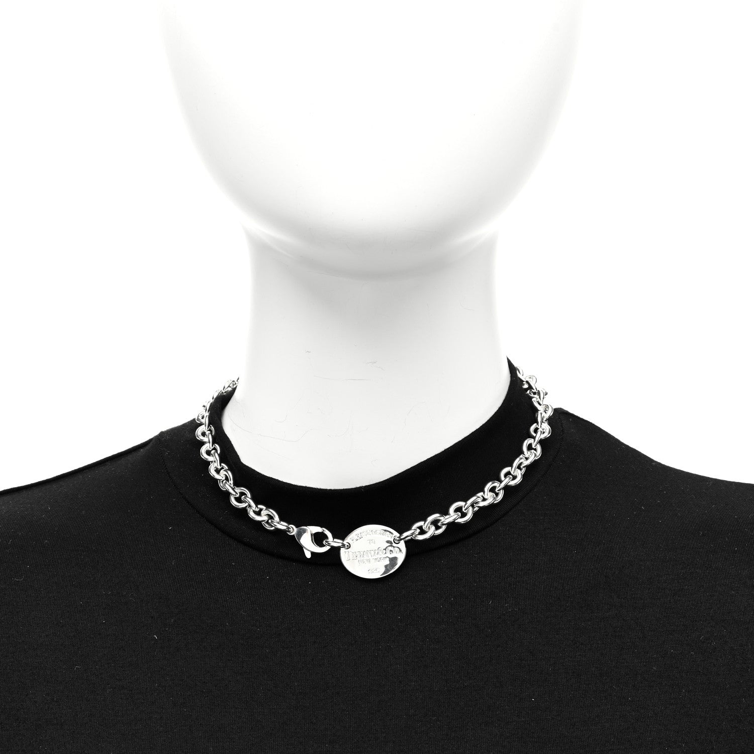 Tiffany Sterling Silver Return to Tiffany Oval Tag Choker Necklace 2 of 4