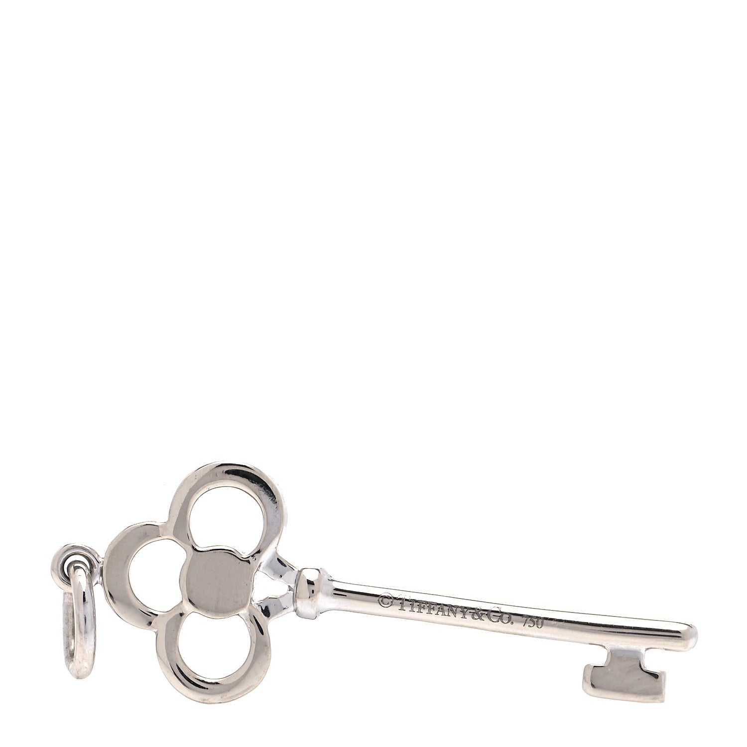 Tiffany 18K White Gold Diamond Crown Key Pendant 3 of 4