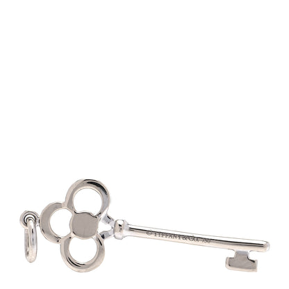 Tiffany 18K White Gold Diamond Crown Key Pendant 3 of 4