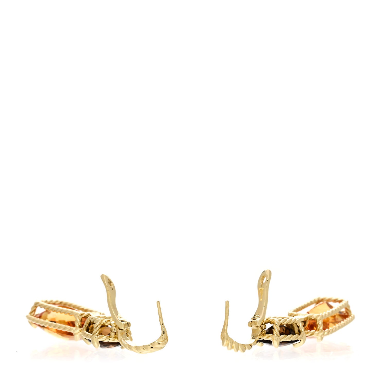 18K Yellow Gold Citrine Smoky Quartz Chatelaine Drop Earrings