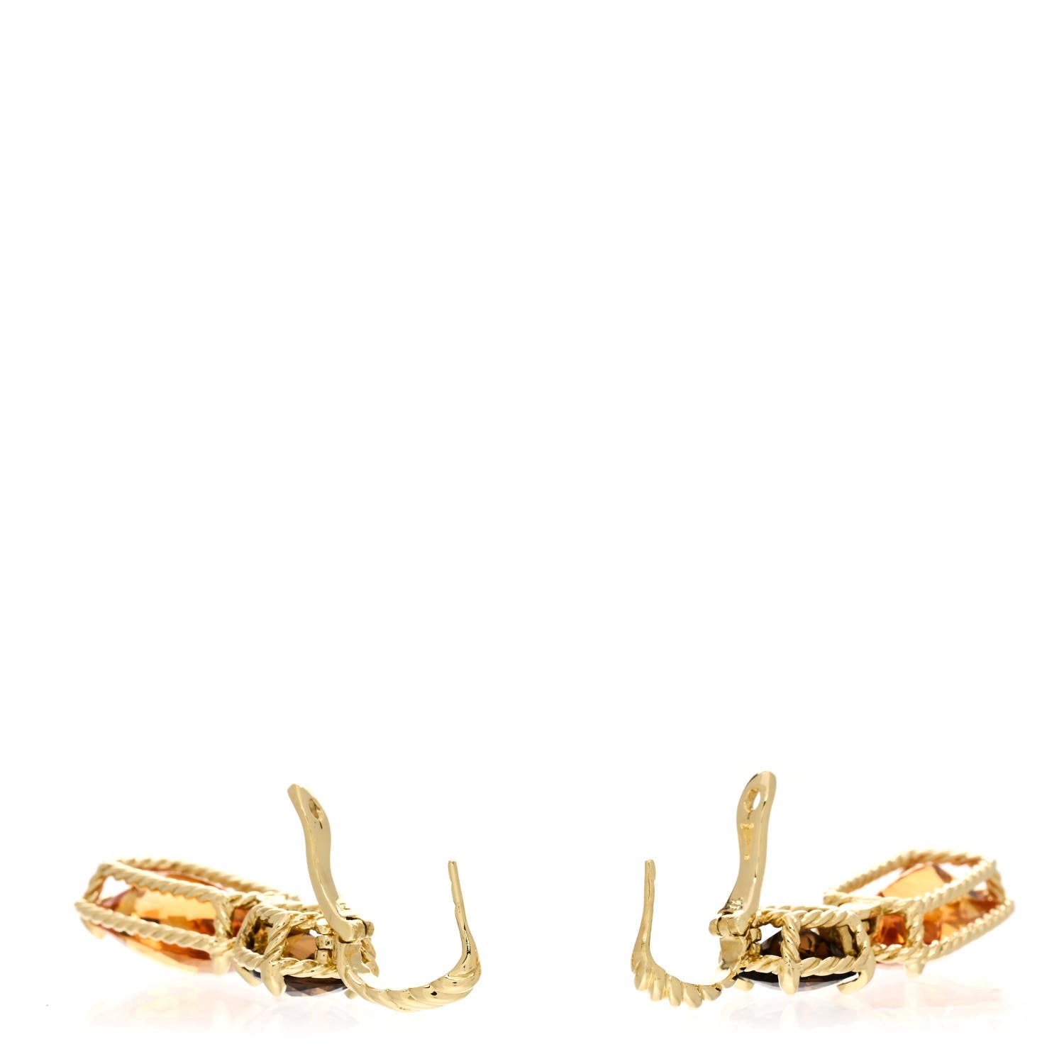 David Yurman 18K Yellow Gold Citrine Smoky Quartz Chatelaine Drop Earrings 3 of 4