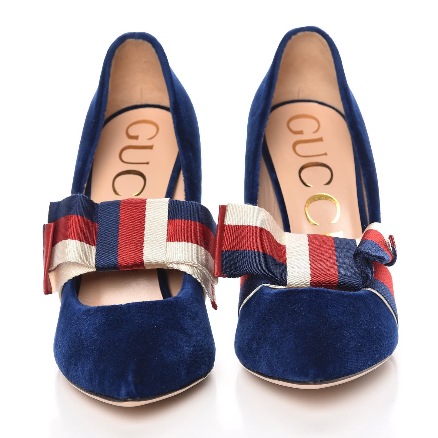 Velvet Removable Web Bow Pumps 39.5 Cobalt
