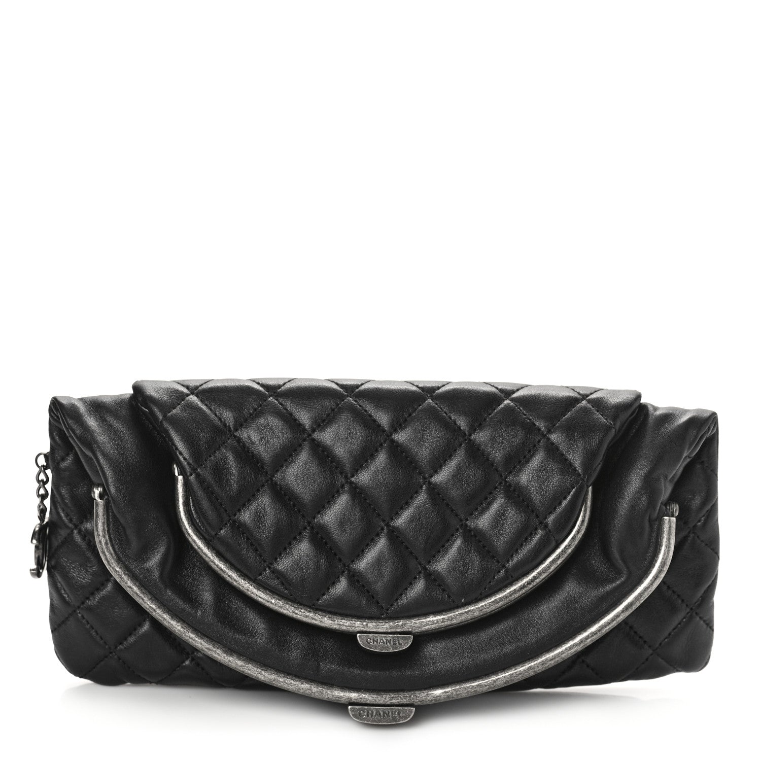 Chanel Lambskin Quilted Frame Clasp Flap Clutch Black 1 of 9