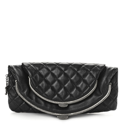 Chanel Lambskin Quilted Frame Clasp Flap Clutch Black 1 of 9