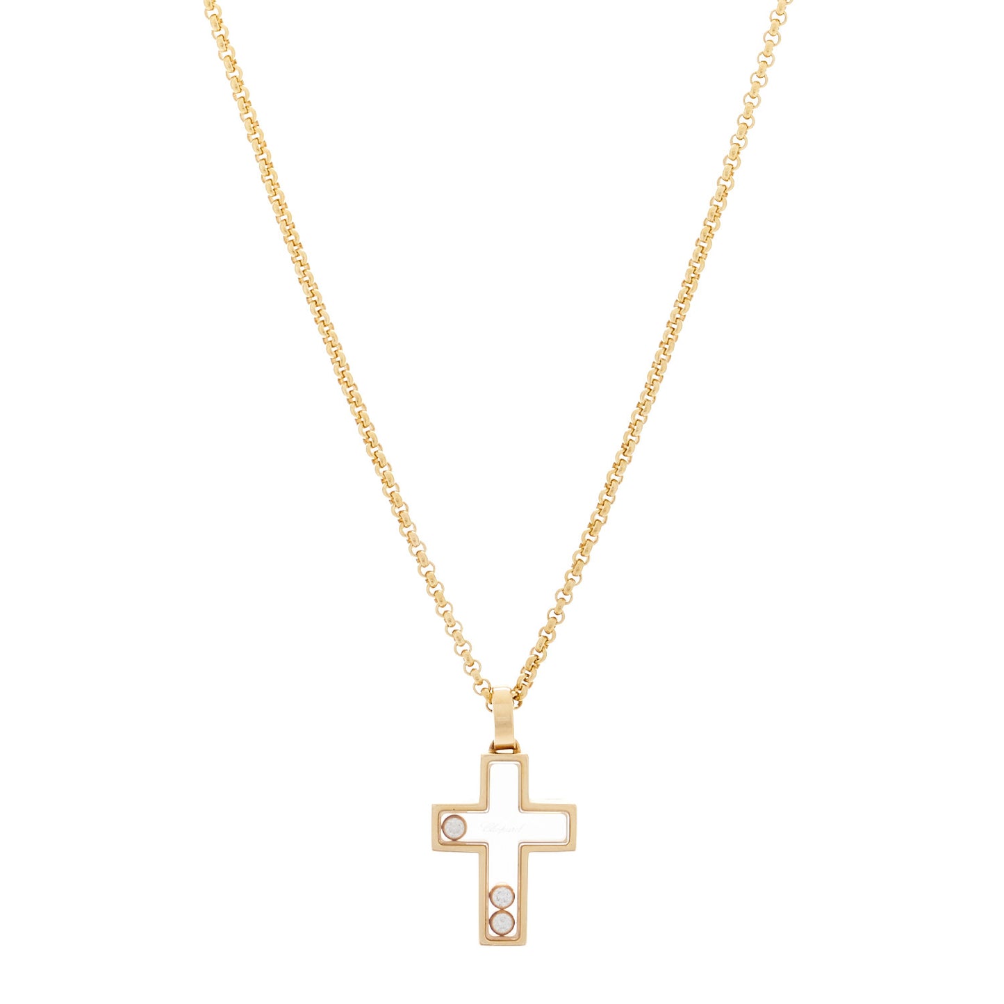 18K Yellow Gold Happy Diamonds Cross Pendant Necklace
