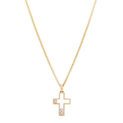 Chopard 18K Yellow Gold Happy Diamonds Cross Pendant Necklace 1 of 5