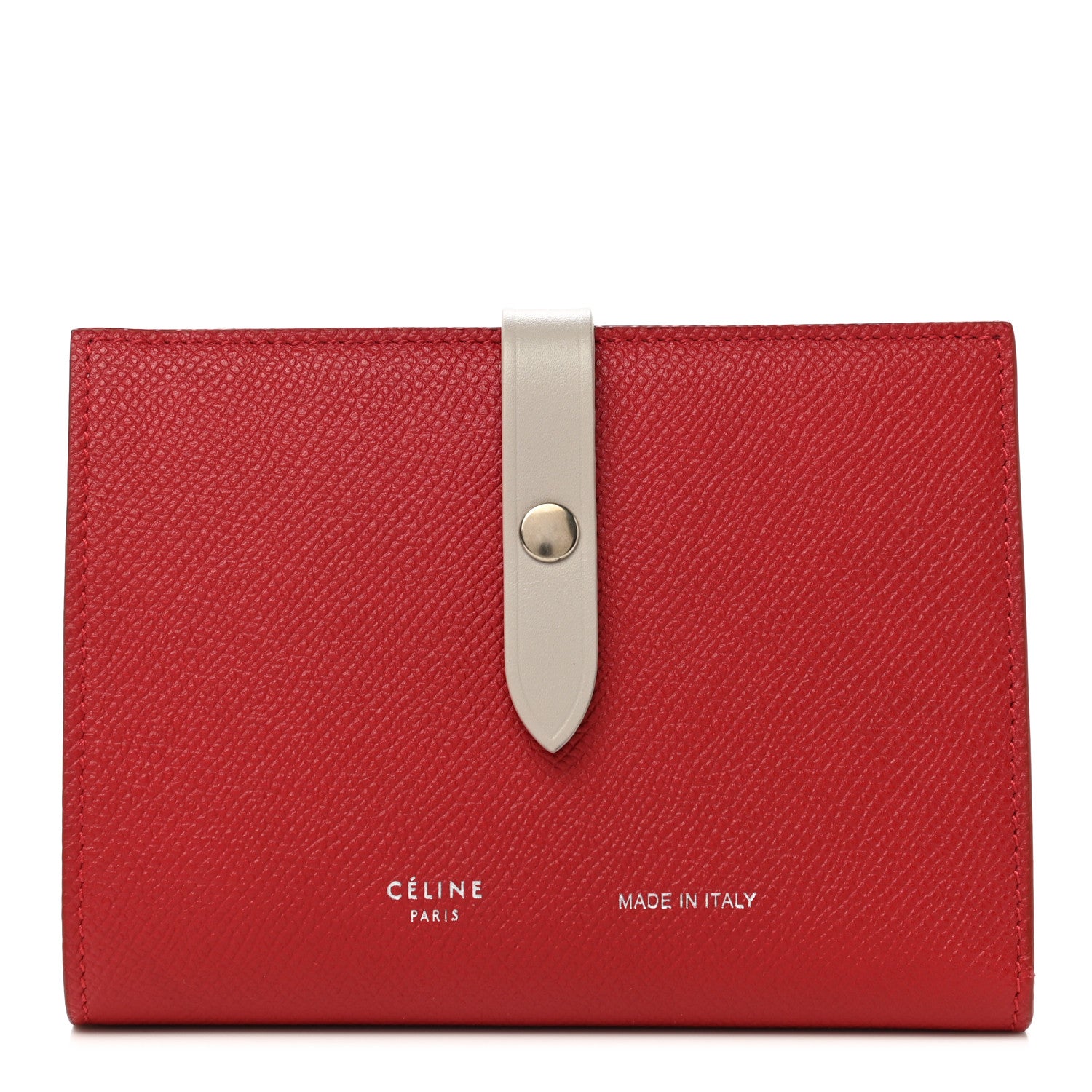 Celine Grained Calfskin Medium Multifunction Strap Wallet Pop Red 1 of 8