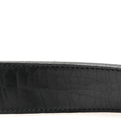 Saint Laurent Vegetable Browny Craquele Monogram Square Buckle Belt 85 34 Black 6 of 6